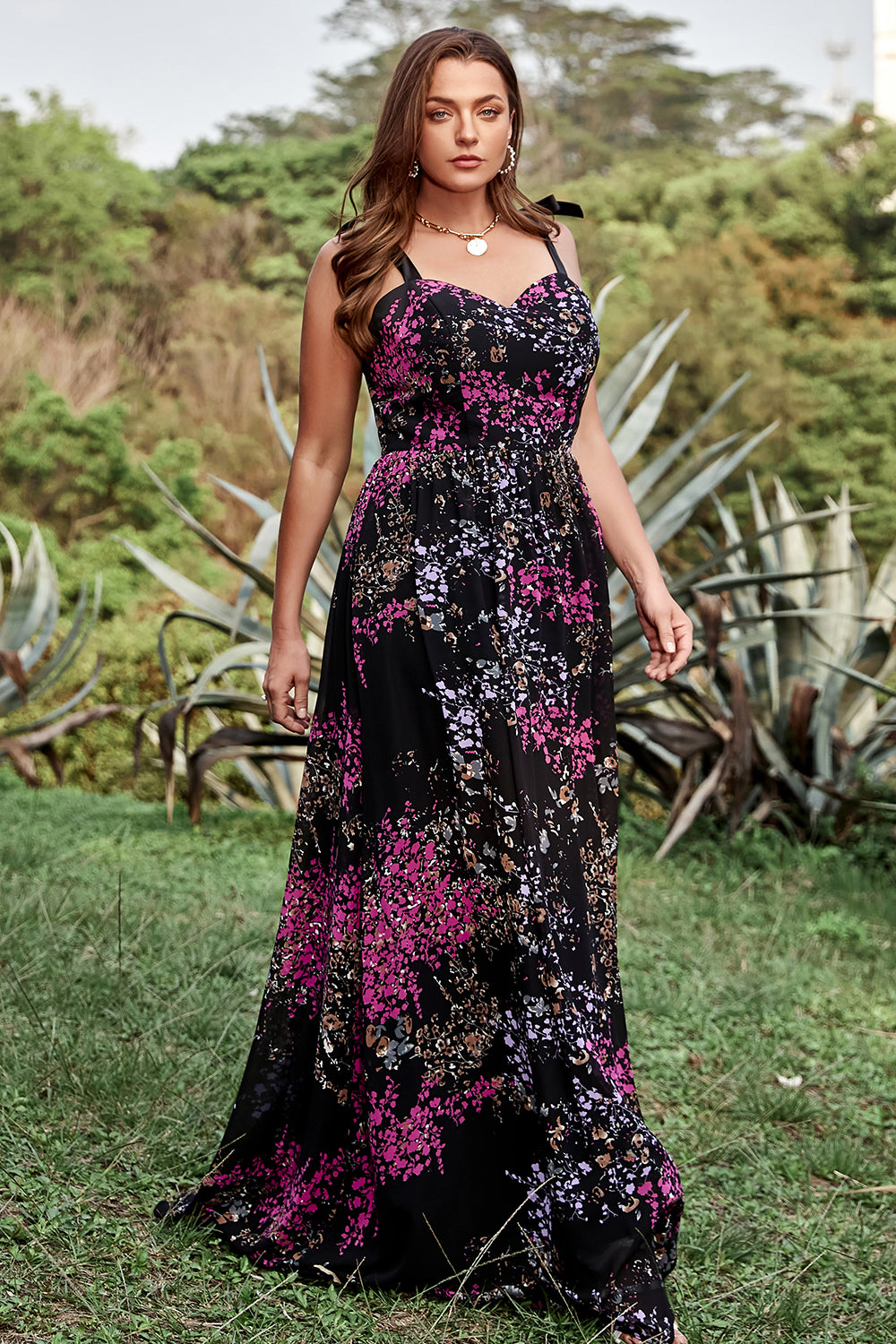 A Línea Tirantes de Espagueti Negro Vestido de Graduación