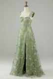 Verde Vestido de Graduación Tul