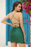 Verde Oscuro Vestido de Cóctel Encaje