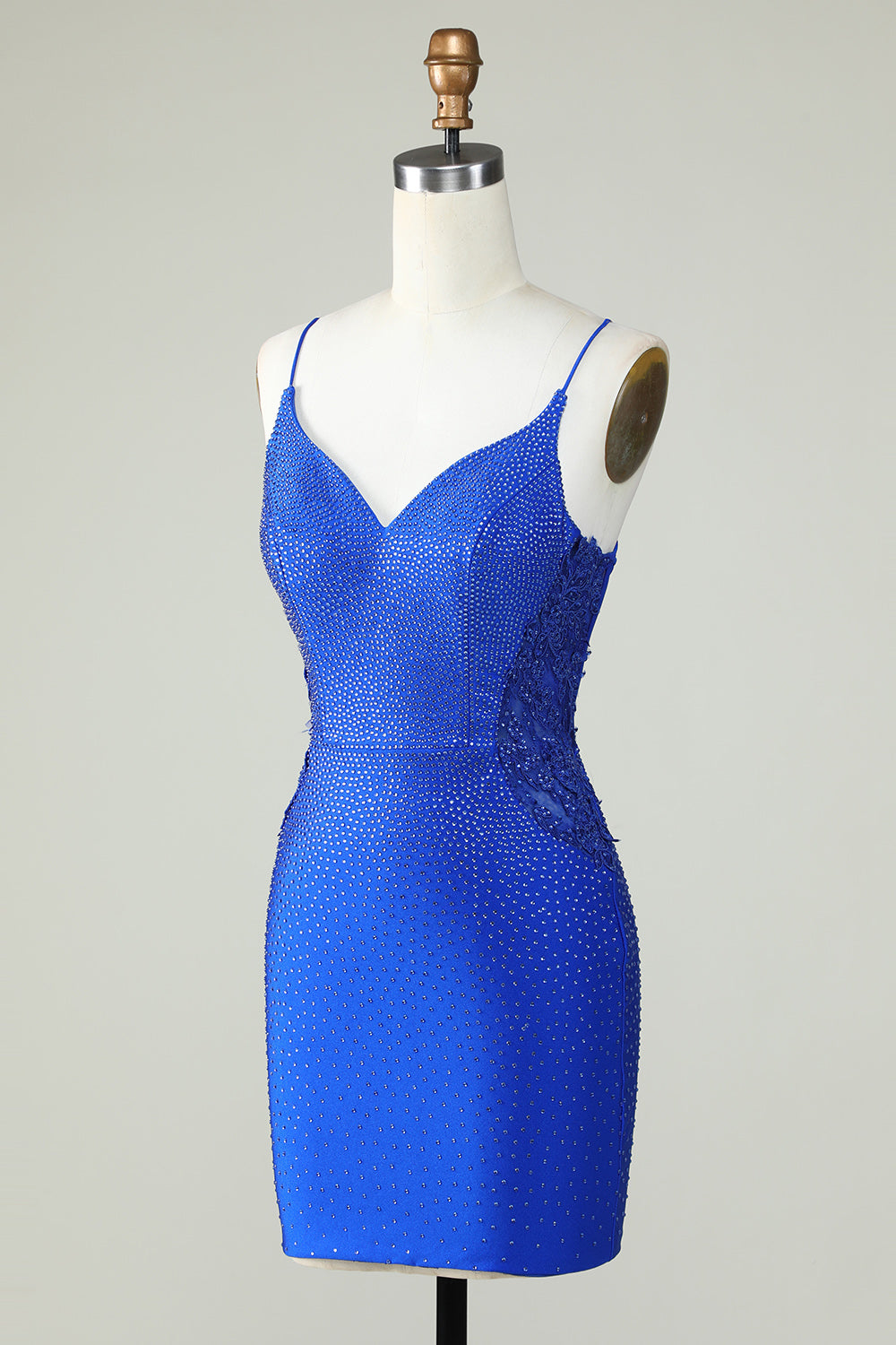 Correas de espagueti de vaina Royal Blue Short Homecoming Dress con abalorios