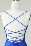 Correas de espagueti de vaina Royal Blue Short Homecoming Dress con abalorios