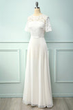 Formal vestido de fiesta A-line blanco con el cordón