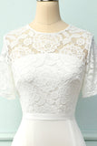 Formal vestido de fiesta A-line blanco con el cordón