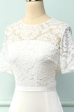 Formal vestido de fiesta A-line blanco con el cordón