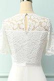 Formal vestido de fiesta A-line blanco con el cordón