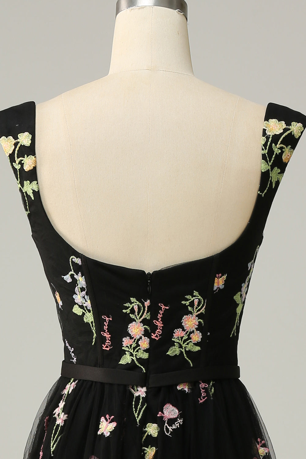 A Línea Escote Corazón Negro Vestido de Fiesta