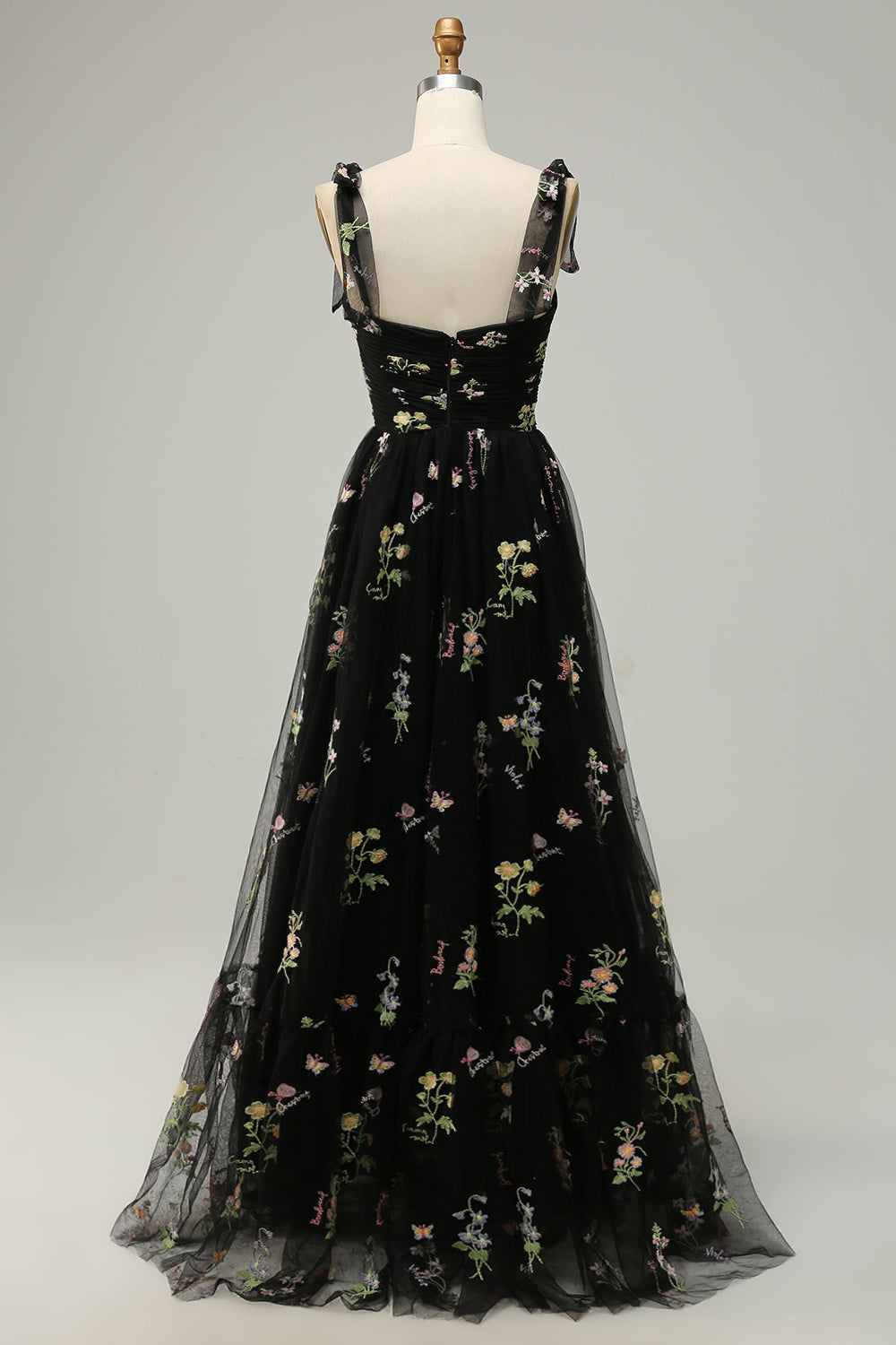 Negro Vestido de Fiesta Con Bordados