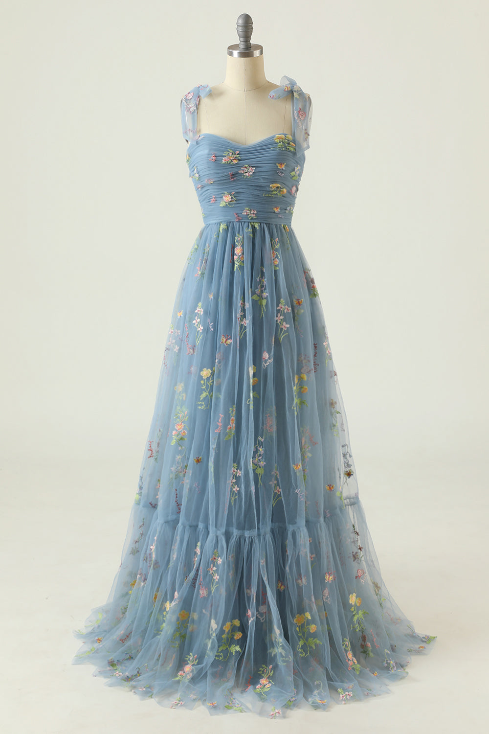 Vestido de fiesta largo champán talla grande con bordados