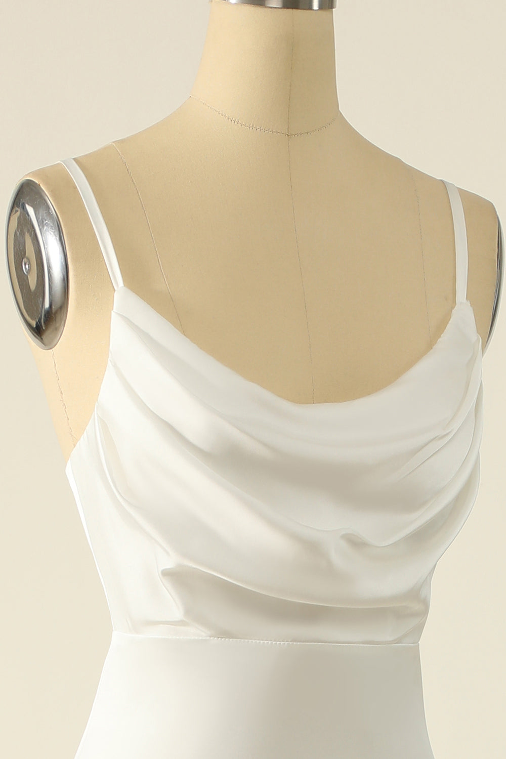 Vestido de fiesta simple de satén marfil