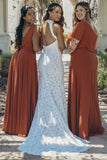 Marfil Fuera de Espalda Boho Encaje Vestido de Novia