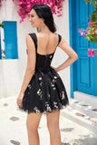Vestido de Cóctel Corsé Negro A Línea