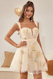 Lindo A Line Sweetheart Purple Short Homecoming Dress con bordado