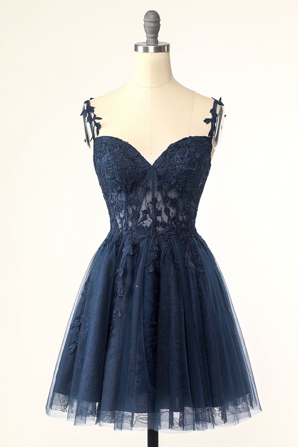 Lindo A Line Spaghetti Straps Rosa Vestido Corto de Bienvenida con Apliques
