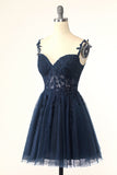 Lindo A Line Spaghetti Straps Mint Short Homecoming Dress con apliques
