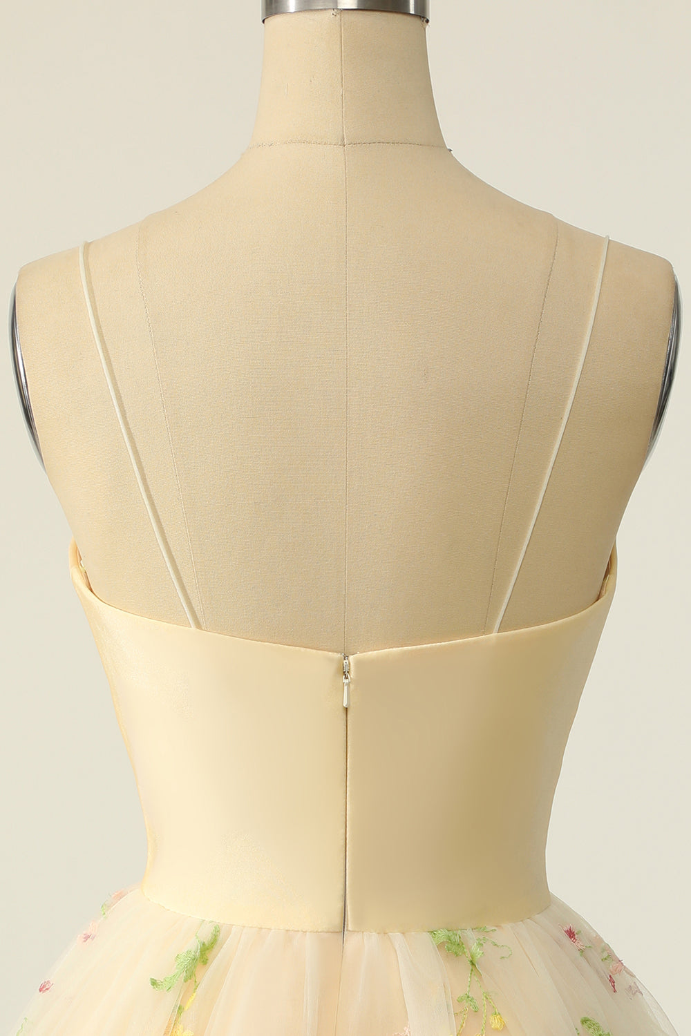 Champagne Tulle A-line Vestido de cóctel con bordados