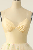 Champagne Tulle A-line Vestido de cóctel con bordados