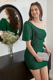 Verde Un Hombro Vestido de cóctel