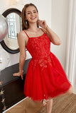 Rojo Escote A Vestido de graduación con apliques