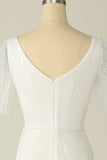 Vestido de novia de encaje en V blanco