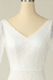 Vestido de novia de encaje en V blanco