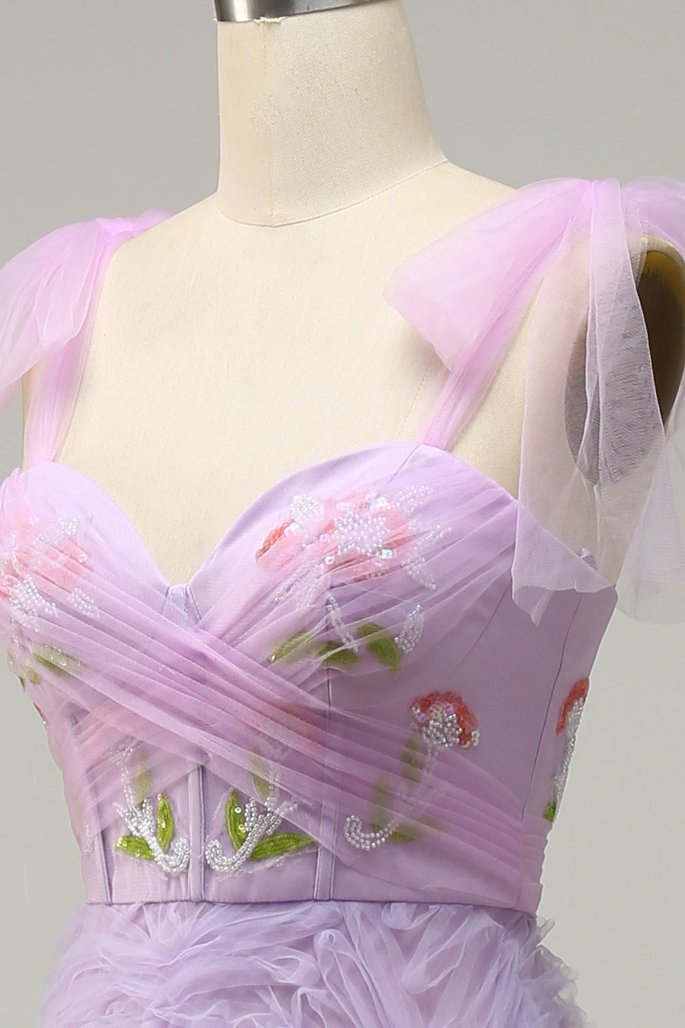 Vestido de Graduación Con Bordado Púrpura A-Línea