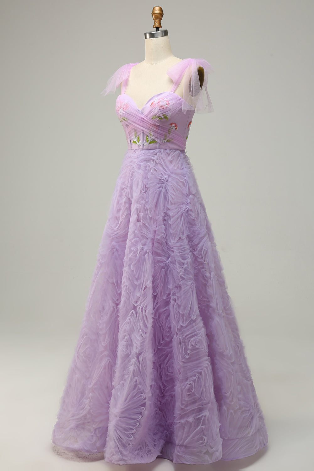 Vestido de Graduación Con Bordado Púrpura A-Línea