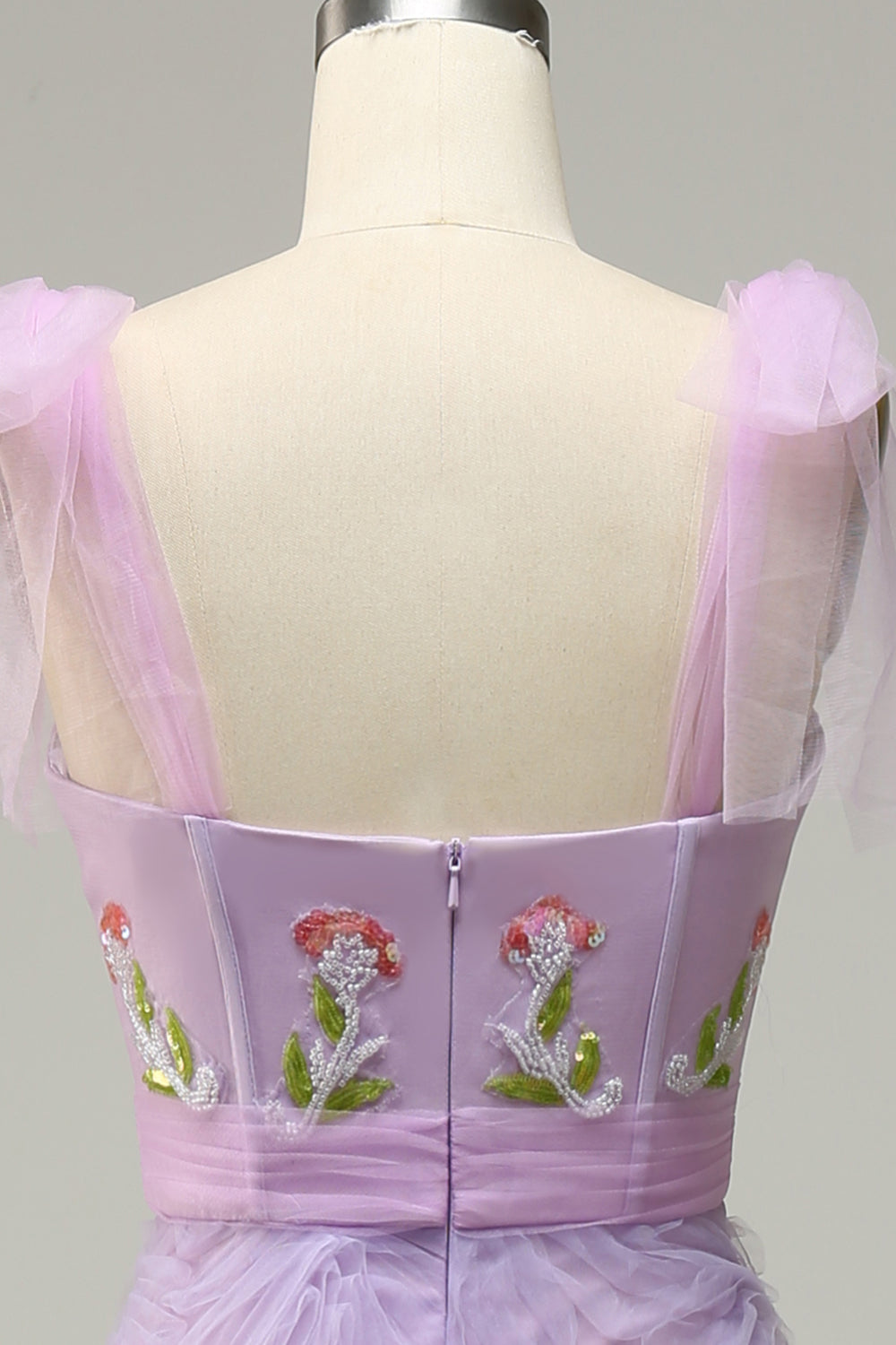 Vestido de Graduación Con Bordado Púrpura A-Línea