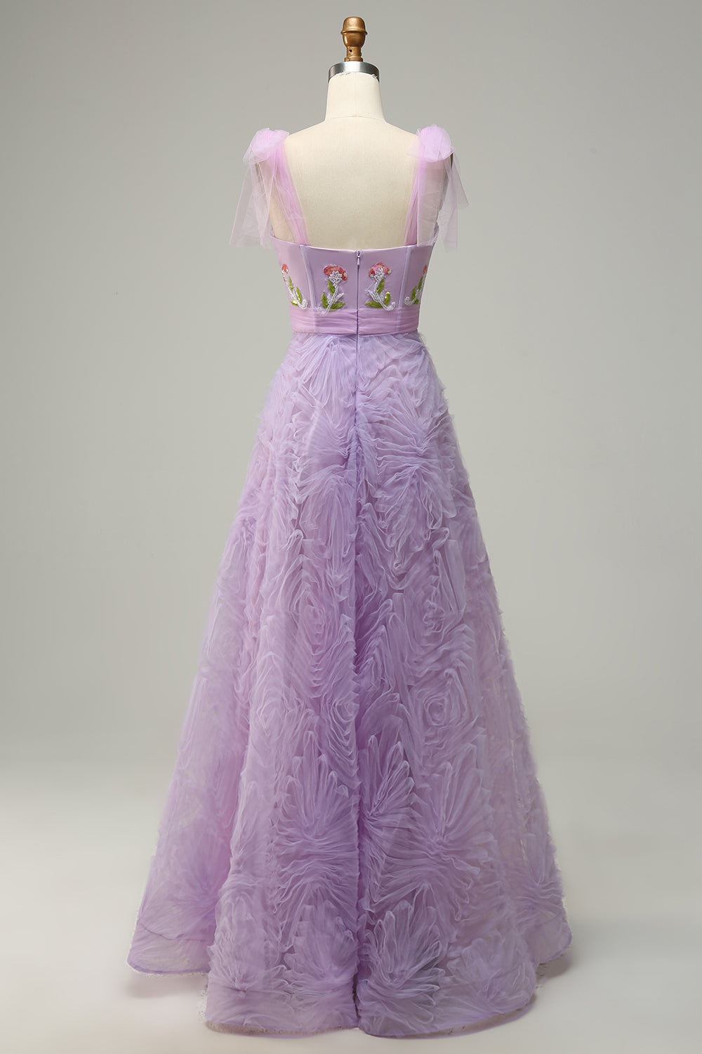 Vestido de Graduación Con Bordado Púrpura A-Línea