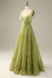 Vestido de Graduación Verde Claro A-Línea Con Bordado