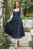 Azul Marino Escote A Vestido de Fiesta