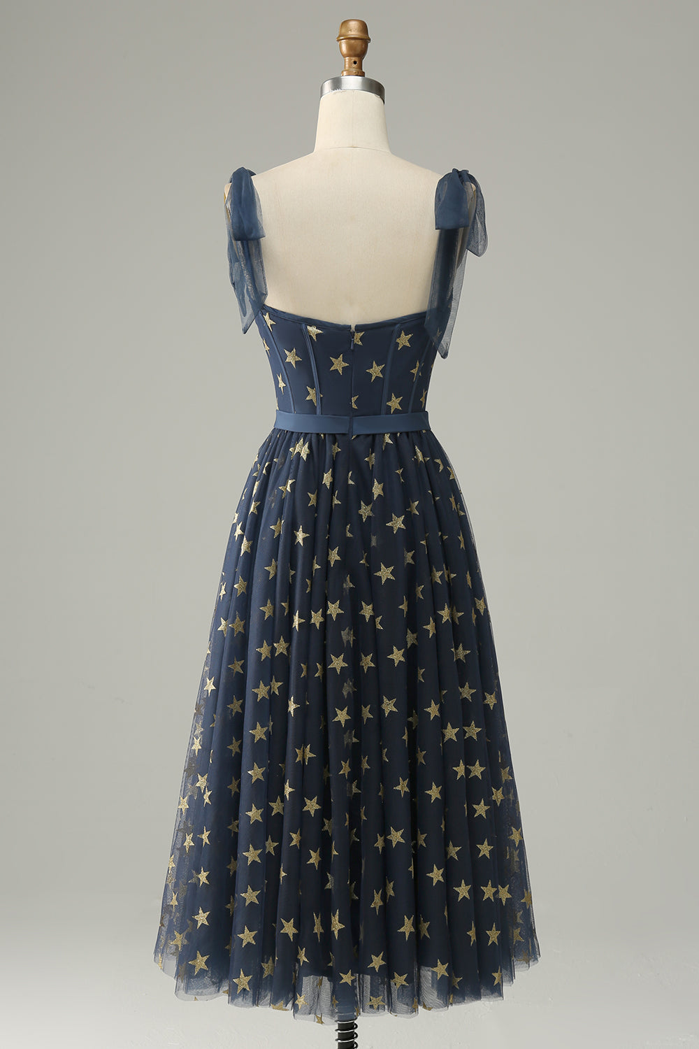 Azul Marino Escote A Vestido de Fiesta
