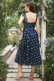 Azul Marino Escote A Vestido de Fiesta