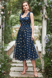 Azul Marino Escote A Vestido de Fiesta