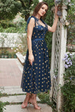 Azul Marino Escote A Vestido de Fiesta