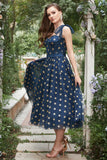 Azul Marino Escote A Vestido de Fiesta