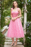 Tul Rosa Midi Vestido de Baile
