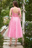 Tul Rosa Midi Vestido de Baile