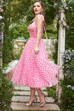 Tul Rosa Midi Vestido de Baile