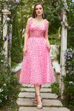 Tul Rosa Midi Vestido de Baile