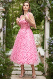 Tul Rosa Midi Vestido de Baile