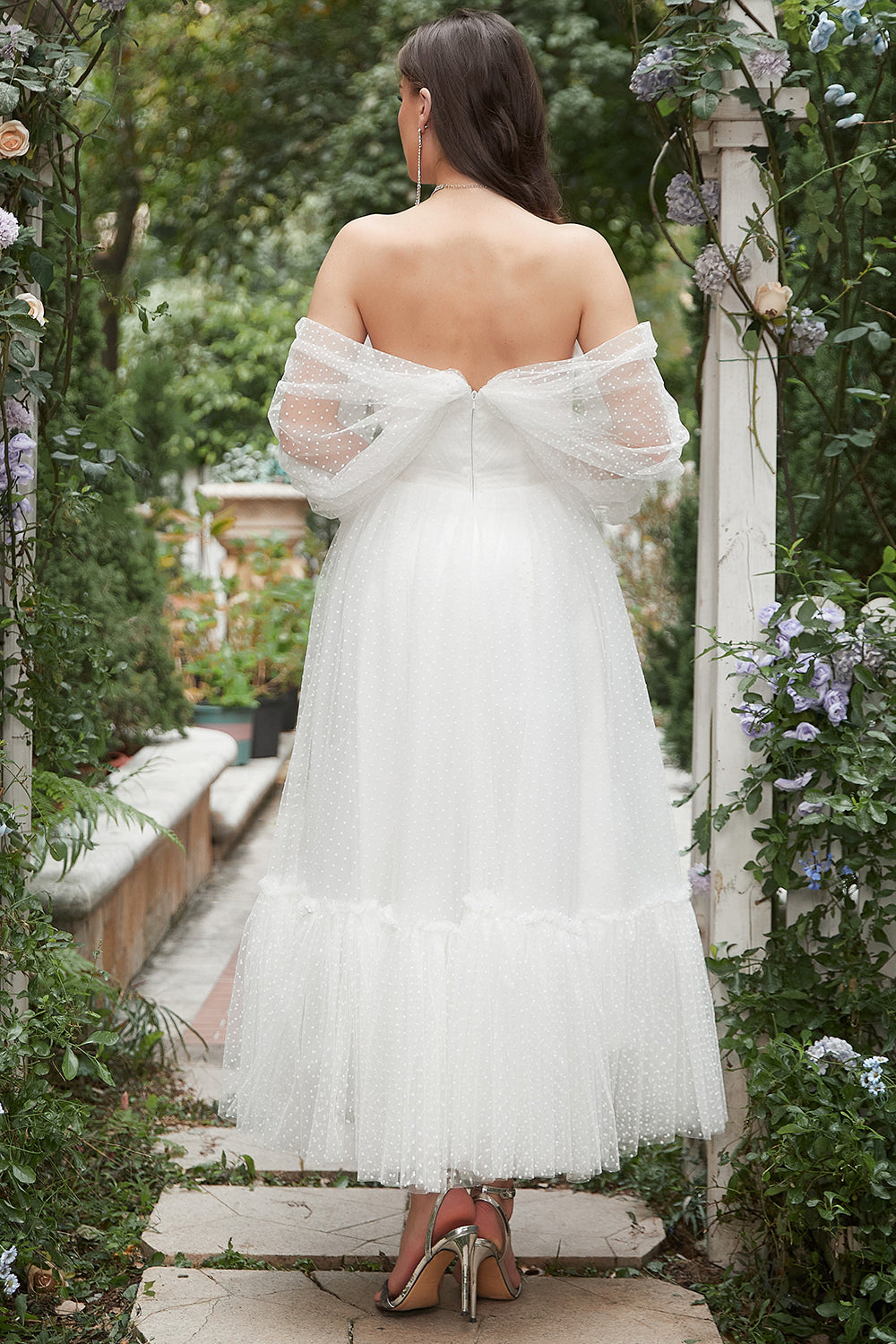 Marfil Hombro Descubierto Vestido de Fiesta