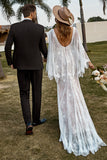Vestido Boho de Novia Encaje Marfil y Champán Con Cabo