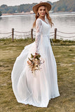 Encaje Marfil Manga Boho Vestido de Novia