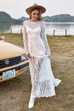 Sirena Marfil Mangas Largas Encaje Vestido de Novia Boho