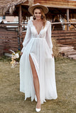 Vestido de Novia Manga Larga Boho Marfil