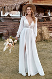 Vestido de Novia Manga Larga Boho Marfil