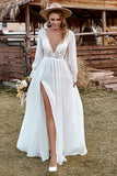 Vestido de Novia Manga Larga Boho Marfil