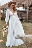 Vestido de Novia Manga Larga Boho Marfil