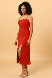 Vestido de dama de honor gasa rojo
