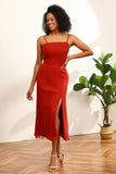 Vestido de dama de honor gasa rojo